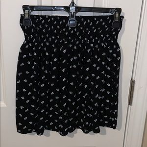 black and white skirt, with leaf pattern